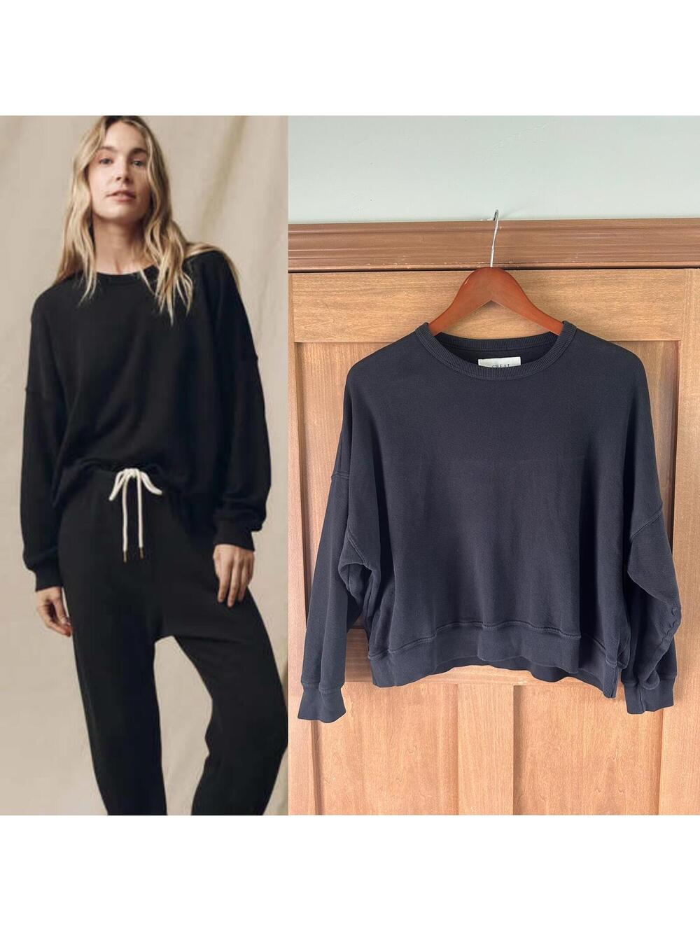 THE GREAT. The Teammate Crewneck Sweatshirt in Almost Black Women’s size 0 XS